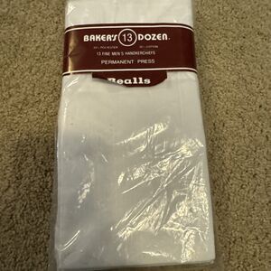 Vintage 8 NOS Fine Mens Handkerchiefs Perm Press 65% Polyester 35% Cotton White
